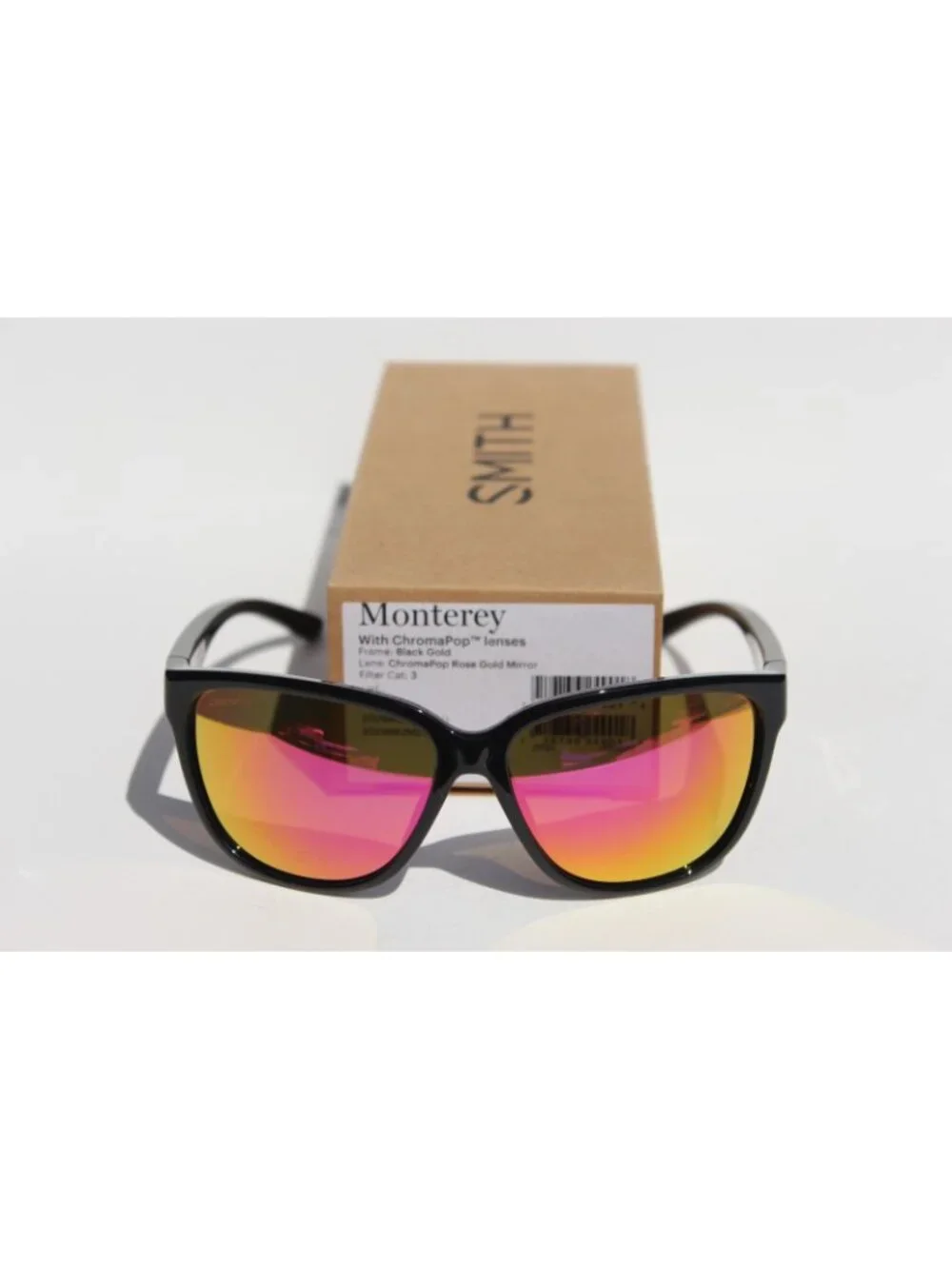 SMITH OPTICS Monterey Sunglasses Black Gold/ChromaPop Rose Gold Mirror NEW $149